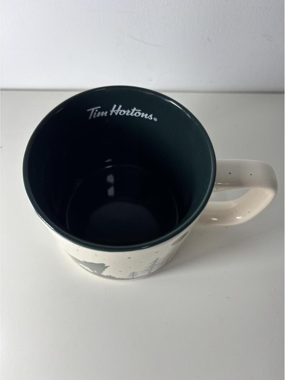 Tim Hortons 2019 Wolf Forest Silhouette Mug Green Interior Speckled - Picture 5 of 6